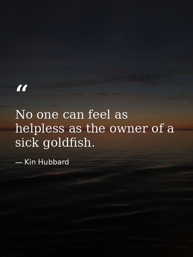 No one can feel as helpless as the owner of a sick goldfish. — Kin Hubbard