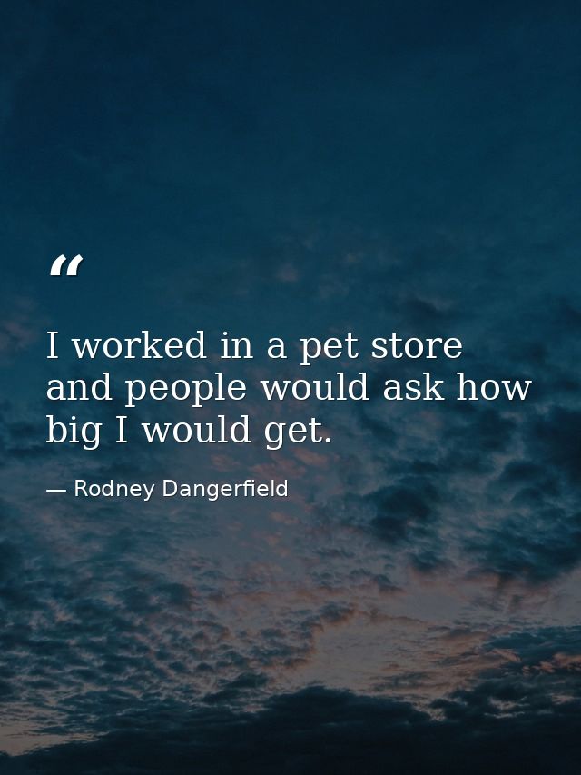 I worked in a pet store and people would ask how big I would get. — Rodney Dangerfield