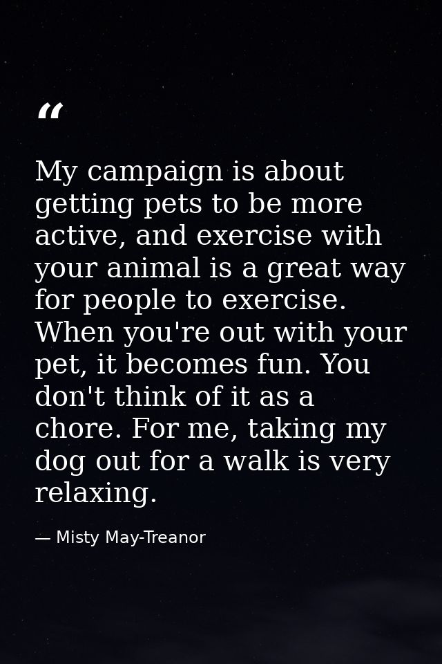 My campaign is about getting pets to be more active, and exercise with your animal is a great way for people to exercise — Misty May-Treanor