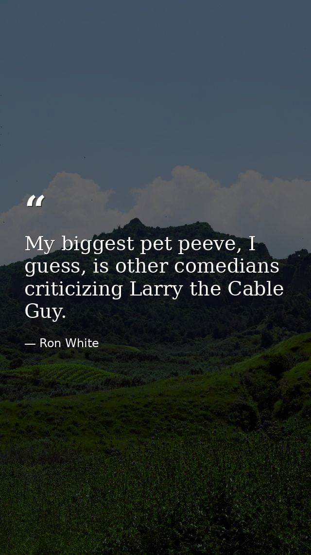 My biggest pet peeve, I guess, is other comedians criticizing Larry the Cable Guy. — Ron White