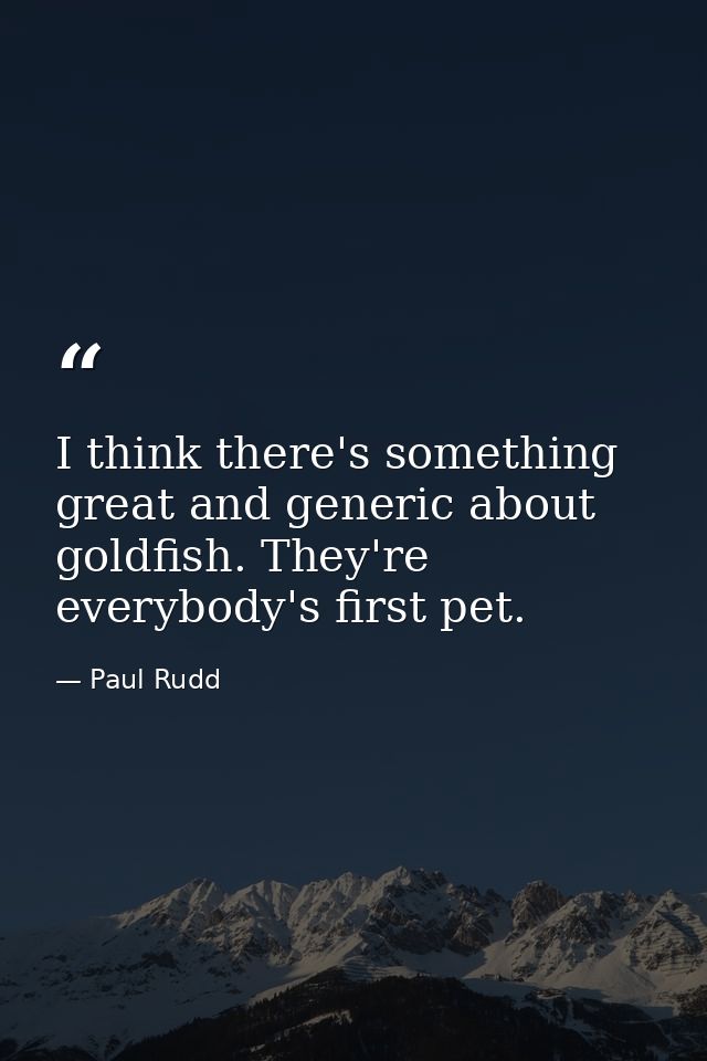 I think there's something great and generic about goldfish. They're everybody's first pet. — Paul Rudd