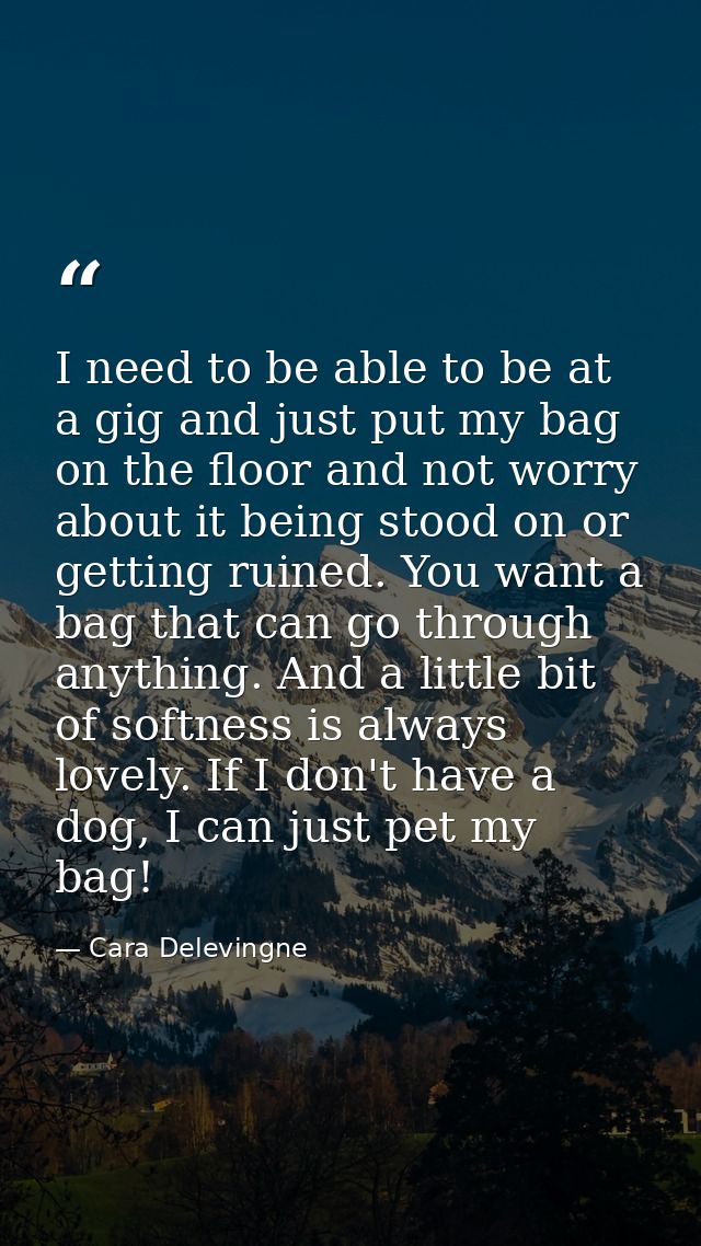 I need to be able to be at a gig and just put my bag on the floor and not worry about it being stood on or getting ruine — Cara Delevingne