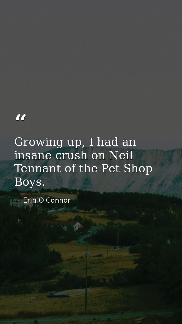Growing up, I had an insane crush on Neil Tennant of the Pet Shop Boys. — Erin O'Connor