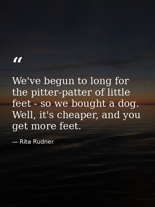 We've begun to long for the pitter-patter of little feet - so we bought a dog. Well, it's cheaper, and you get more feet — Rita Rudner
