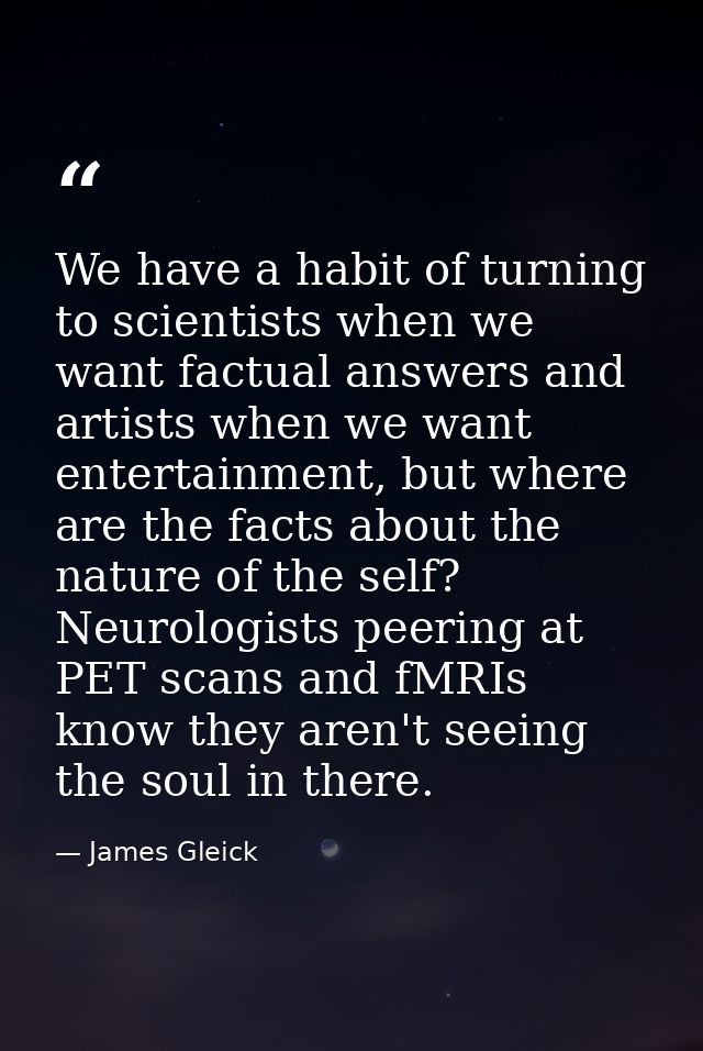 We have a habit of turning to scientists when we want factual answers and artists when we want entertainment, but where  — James Gleick