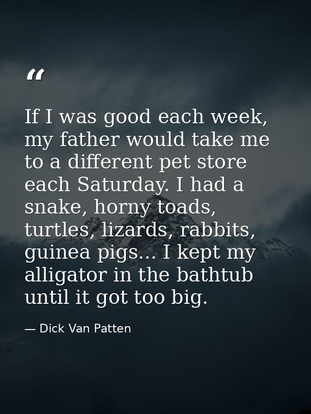 If I was good each week, my father would take me to a different pet store each Saturday. I had a snake, horny toads, tur — Dick Van Patten