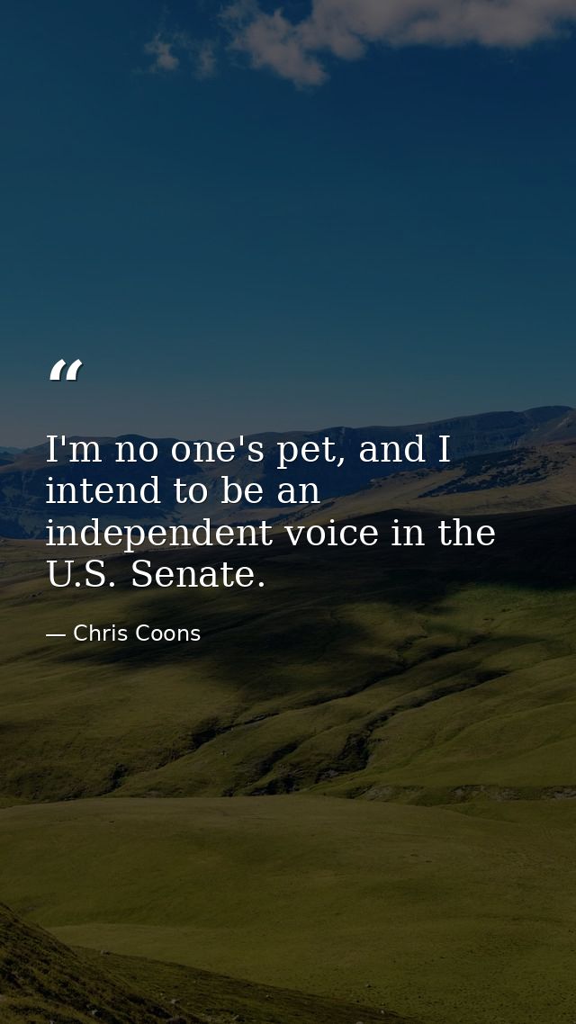 I'm no one's pet, and I intend to be an independent voice in the U.S. Senate. — Chris Coons