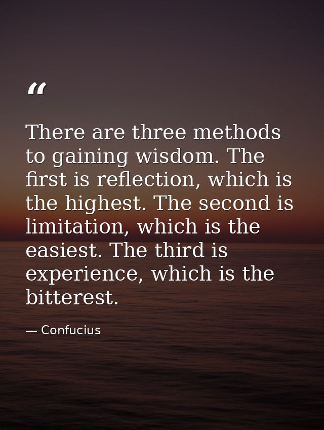 There are three methods to gaining wisdom. The first is reflection, which is the highest. The second is limitation, whic — Confucius