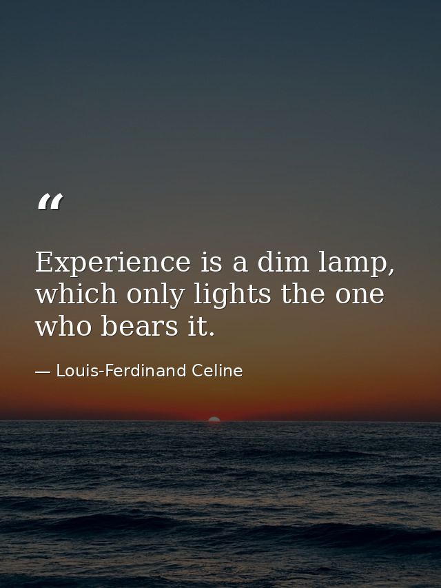 Experience is a dim lamp, which only lights the one who bears it. — Louis-Ferdinand Celine