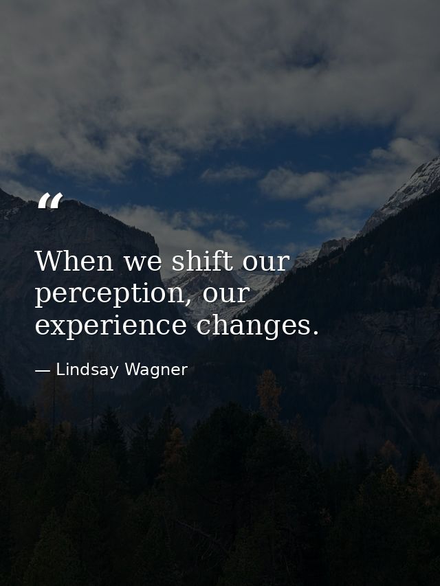 When we shift our perception, our experience changes. — Lindsay Wagner