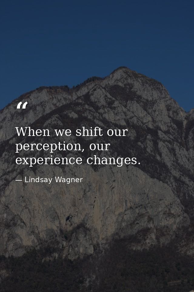 When we shift our perception, our experience changes. — Lindsay Wagner