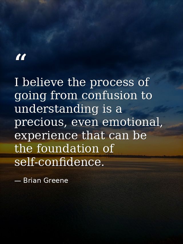 I believe the process of going from confusion to understanding is a precious, even emotional, experience that can be the — Brian Greene