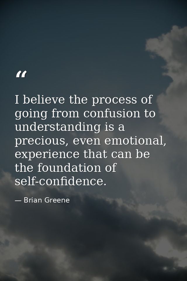 I believe the process of going from confusion to understanding is a precious, even emotional, experience that can be the — Brian Greene
