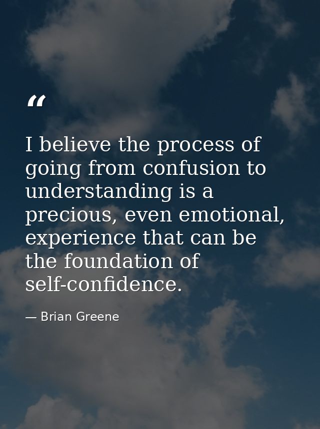 I believe the process of going from confusion to understanding is a precious, even emotional, experience that can be the — Brian Greene