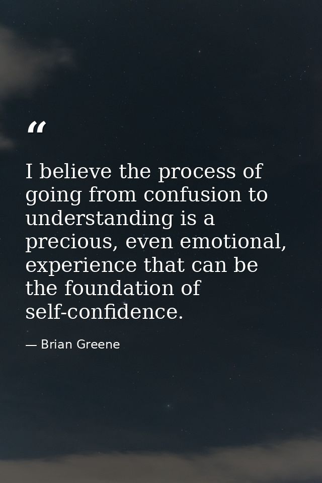 I believe the process of going from confusion to understanding is a precious, even emotional, experience that can be the — Brian Greene