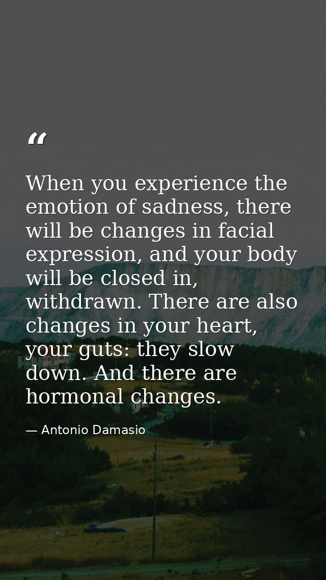 When you experience the emotion of sadness, there will be changes in facial expression, and your body will be closed in, — Antonio Damasio