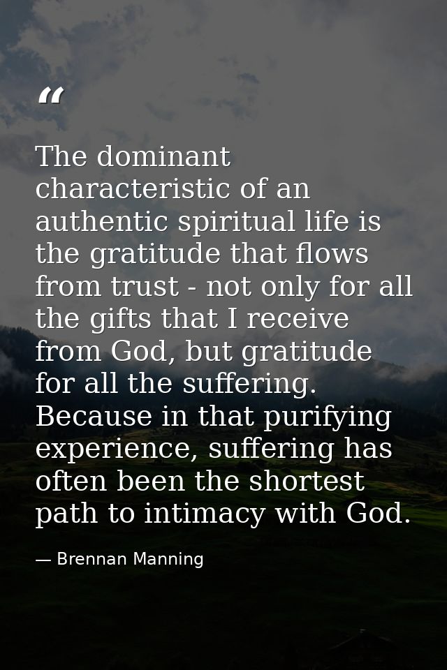 The dominant characteristic of an authentic spiritual life is the gratitude that flows from trust - not only for all the — Brennan Manning