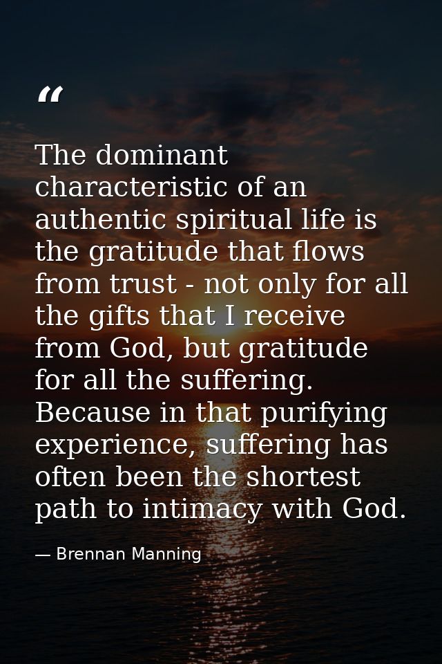 The dominant characteristic of an authentic spiritual life is the gratitude that flows from trust - not only for all the — Brennan Manning