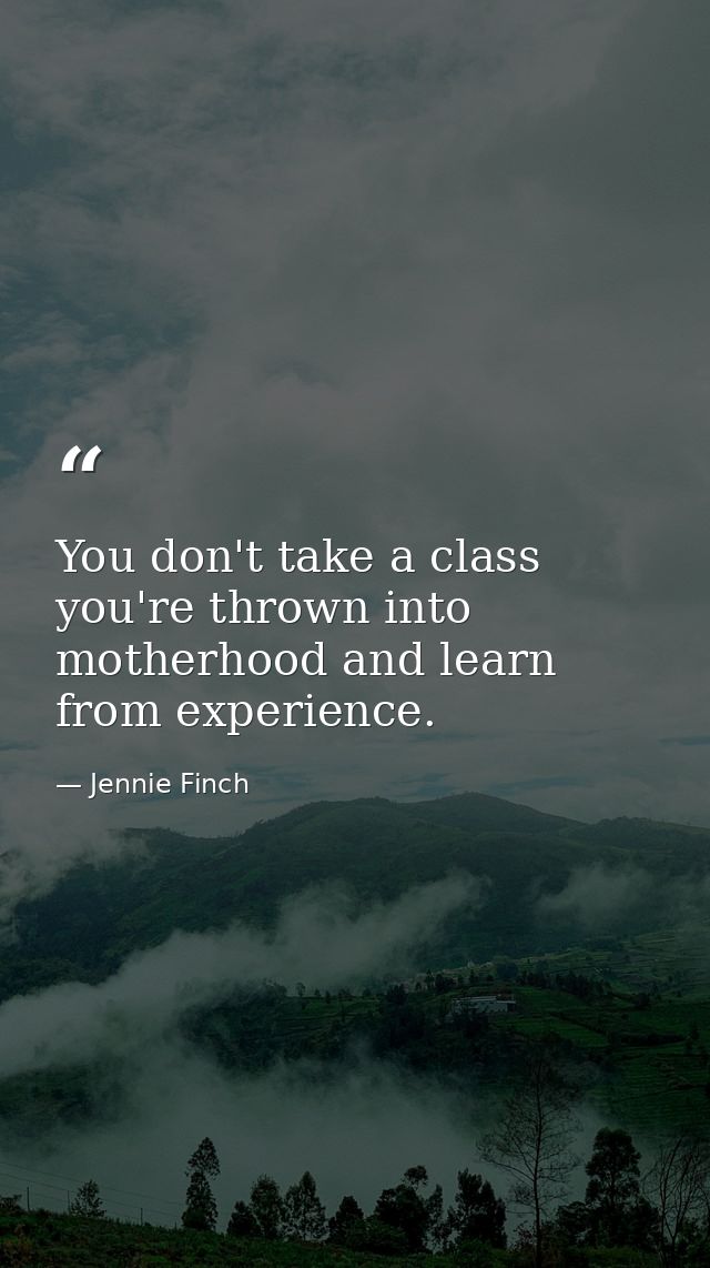 You don't take a class you're thrown into motherhood and learn from experience. — Jennie Finch