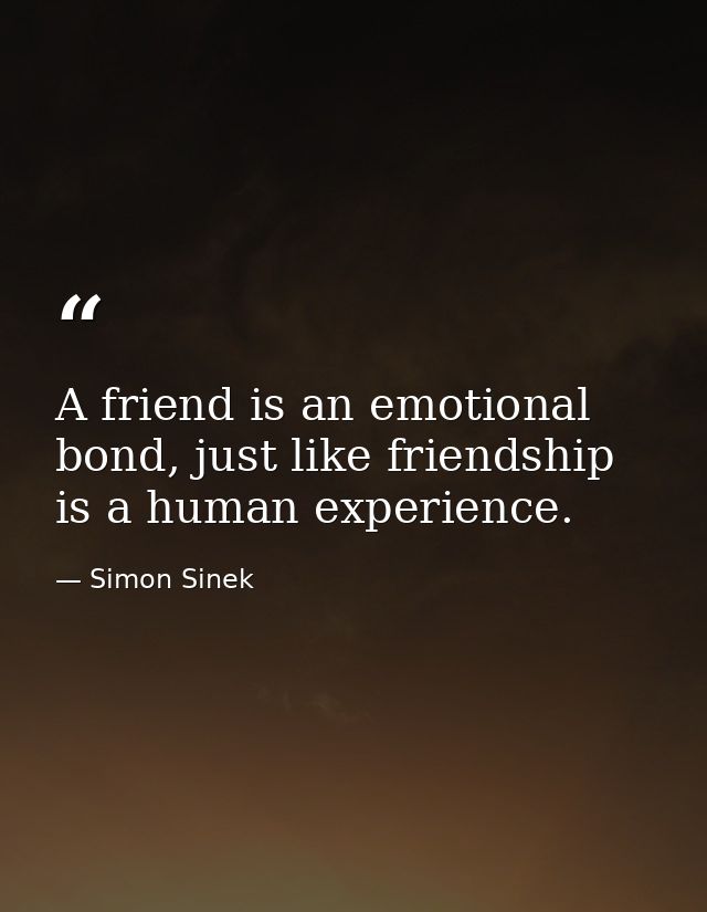 A friend is an emotional bond, just like friendship is a human experience. — Simon Sinek
