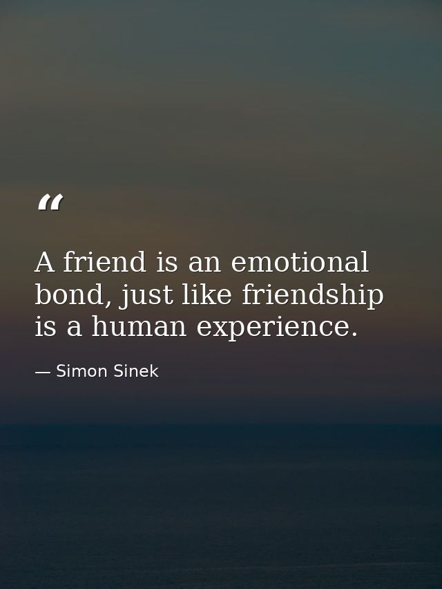A friend is an emotional bond, just like friendship is a human experience. — Simon Sinek