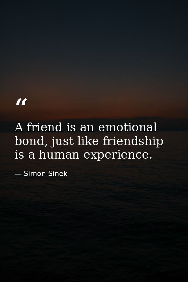 A friend is an emotional bond, just like friendship is a human experience. — Simon Sinek