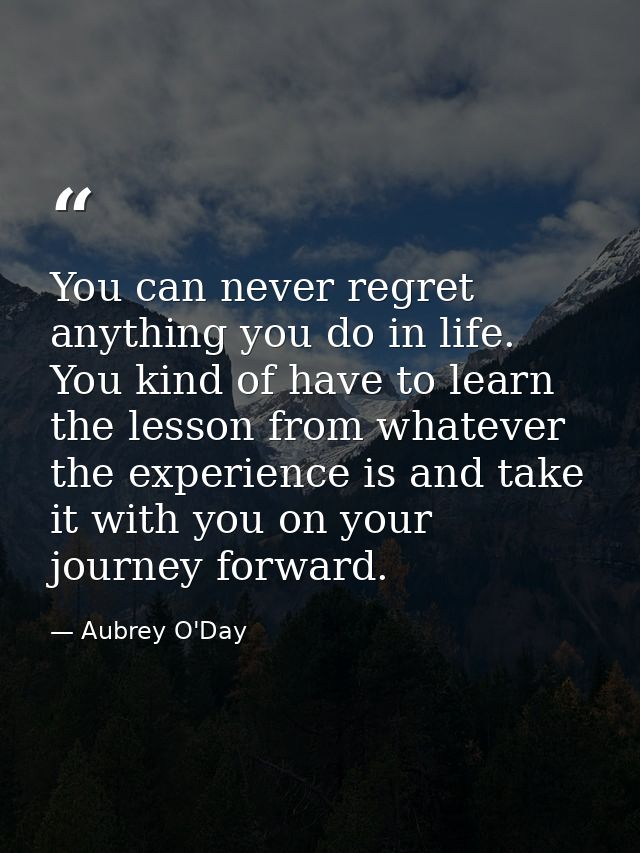 You can never regret anything you do in life. You kind of have to learn the lesson from whatever the experience is and t — Aubrey O'Day