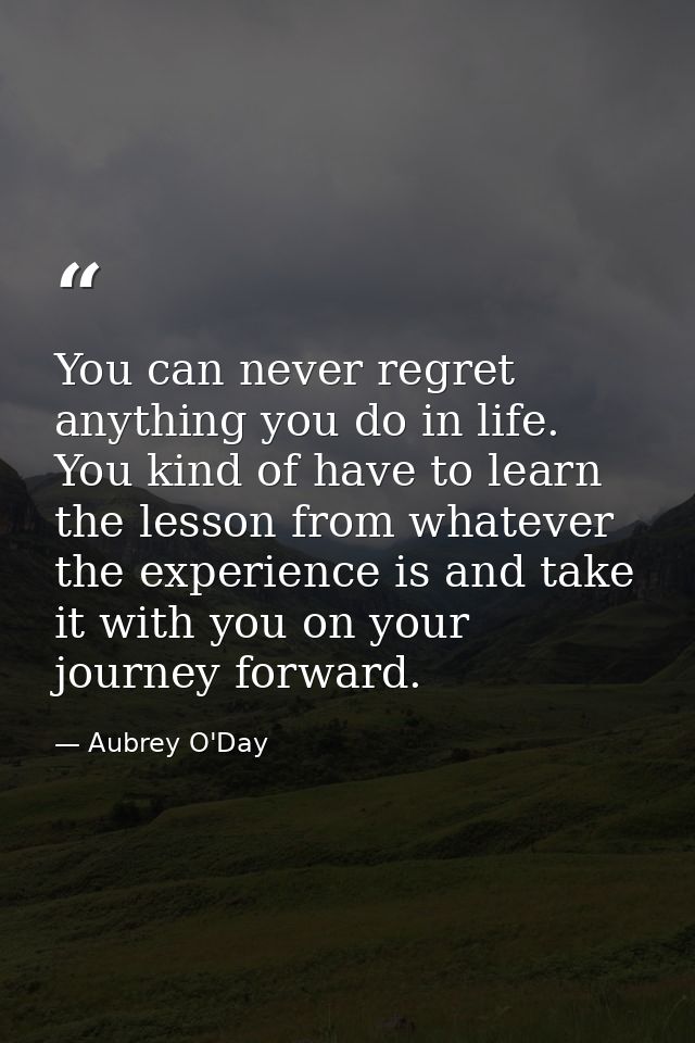 You can never regret anything you do in life. You kind of have to learn the lesson from whatever the experience is and t — Aubrey O'Day