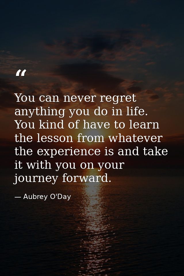 You can never regret anything you do in life. You kind of have to learn the lesson from whatever the experience is and t — Aubrey O'Day