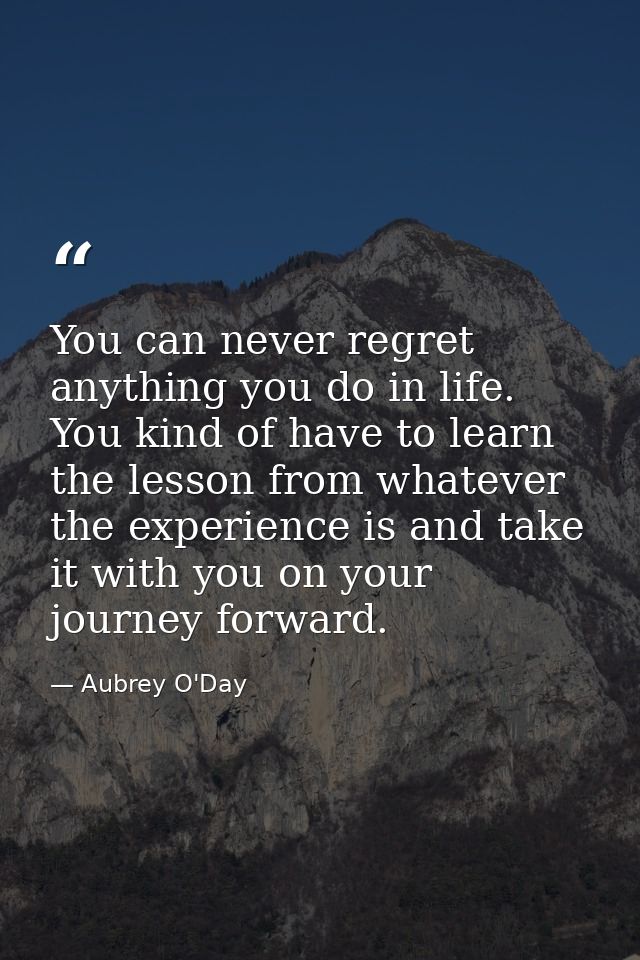 You can never regret anything you do in life. You kind of have to learn the lesson from whatever the experience is and t — Aubrey O'Day