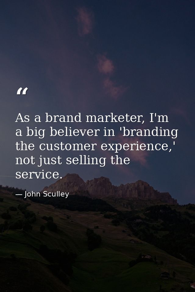 As a brand marketer, I'm a big believer in 'branding the customer experience,' not just selling the service. — John Sculley