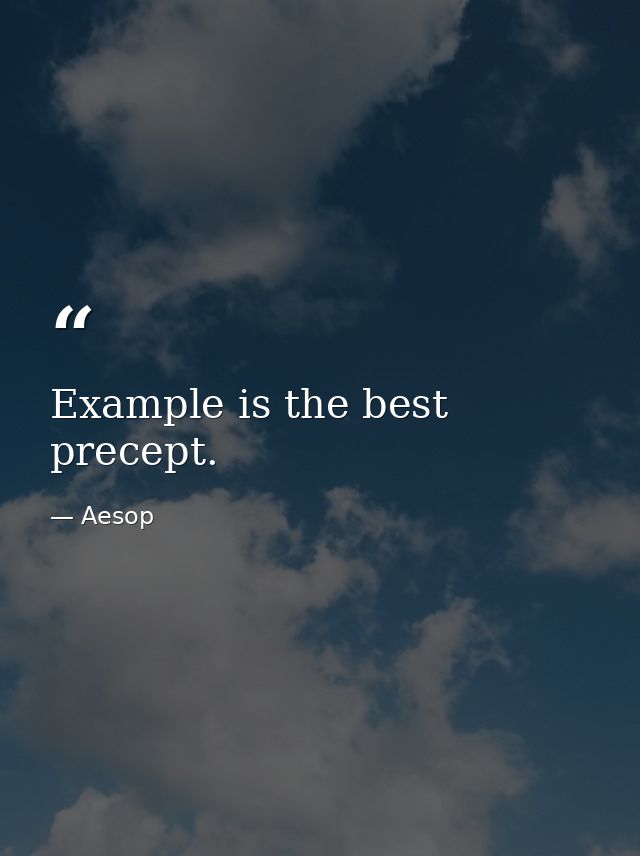 Example is the best precept. — Aesop