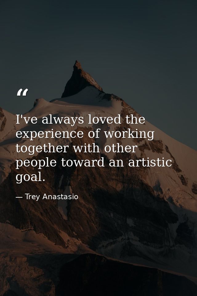 I've always loved the experience of working together with other people toward an artistic goal. — Trey Anastasio