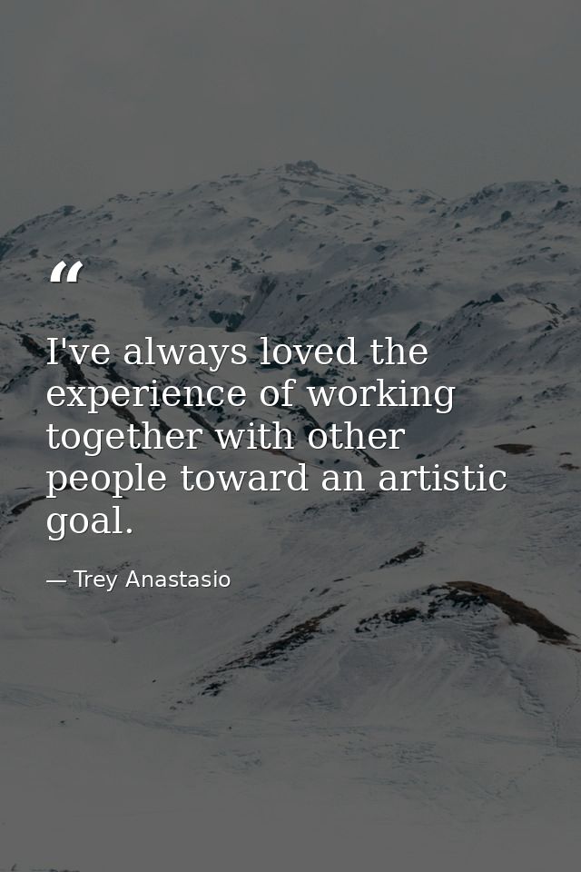 I've always loved the experience of working together with other people toward an artistic goal. — Trey Anastasio