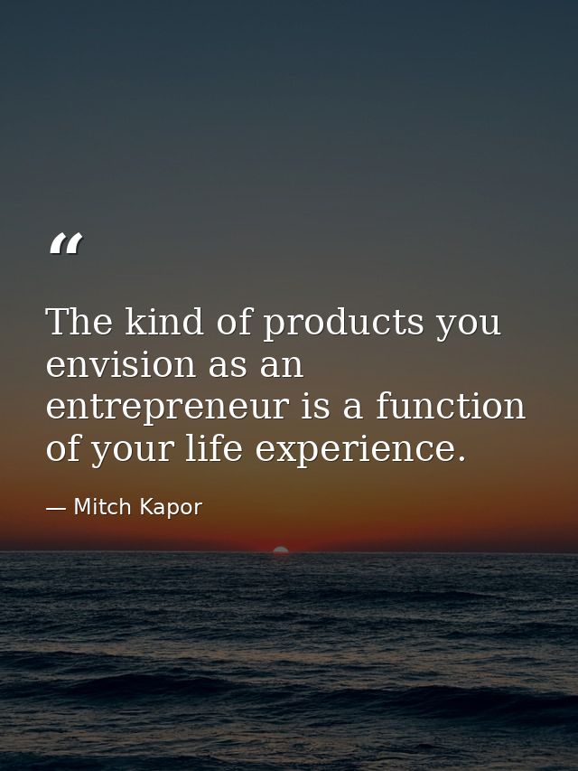 The kind of products you envision as an entrepreneur is a function of your life experience. — Mitch Kapor