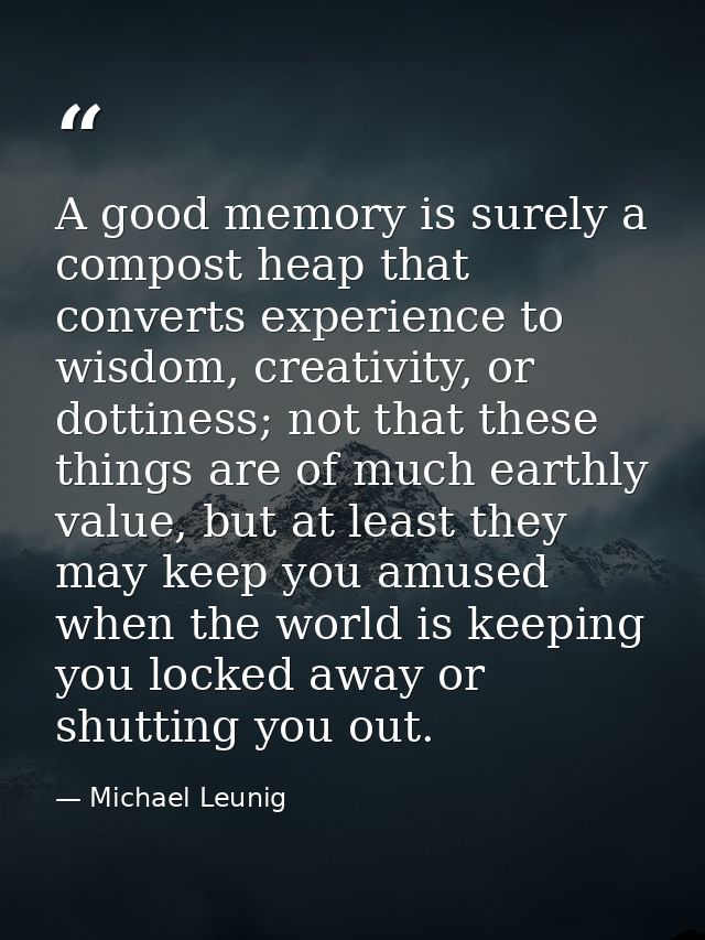 A good memory is surely a compost heap that converts experience to wisdom, creativity, or dottiness; not that these thin — Michael Leunig