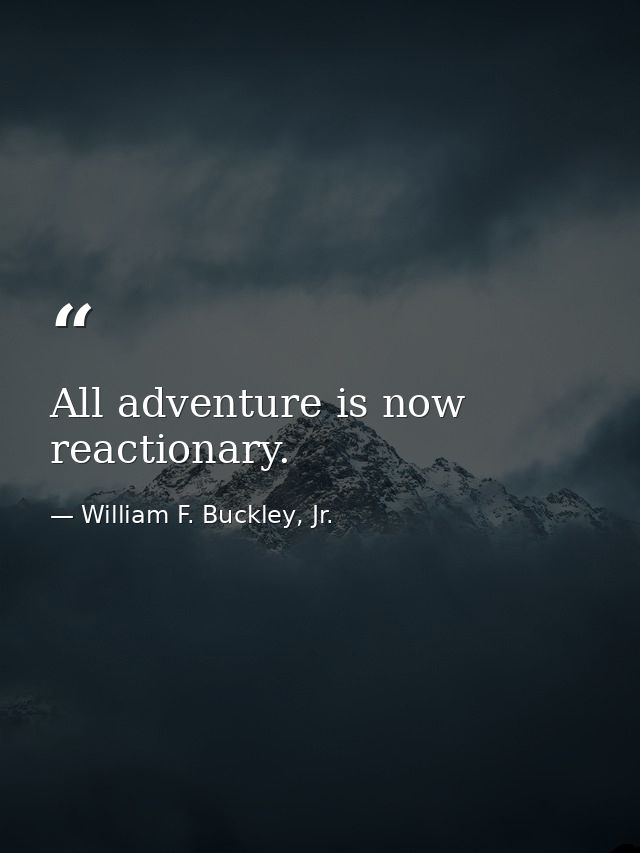 All adventure is now reactionary. — William F. Buckley, Jr.