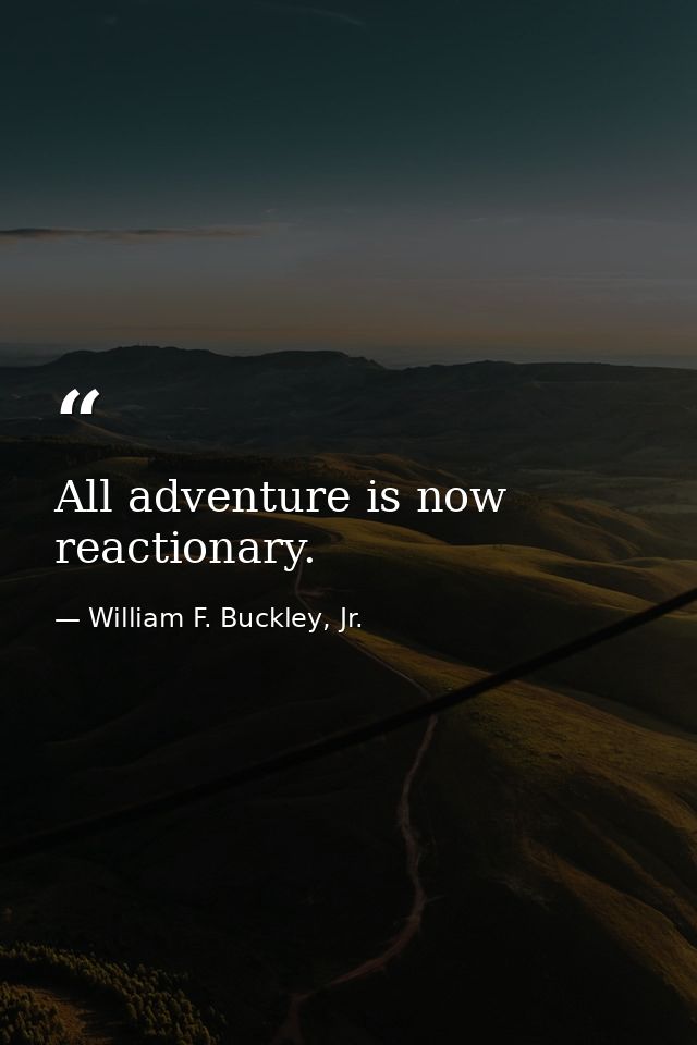 All adventure is now reactionary. — William F. Buckley, Jr.