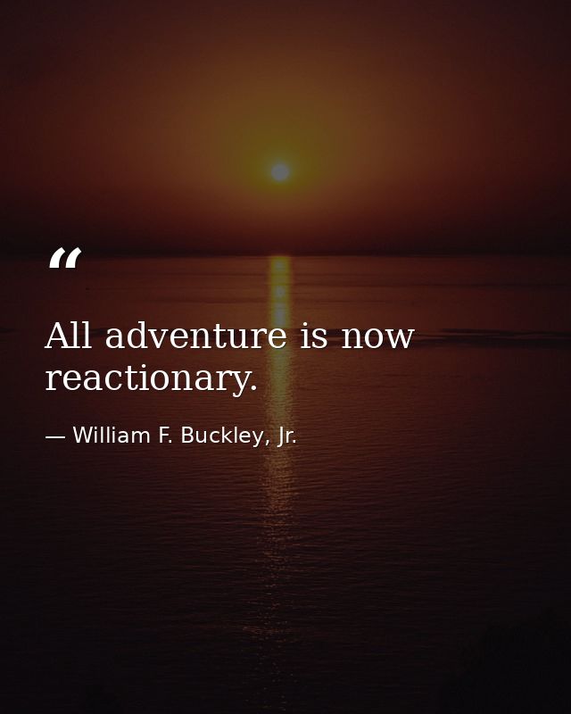 All adventure is now reactionary. — William F. Buckley, Jr.