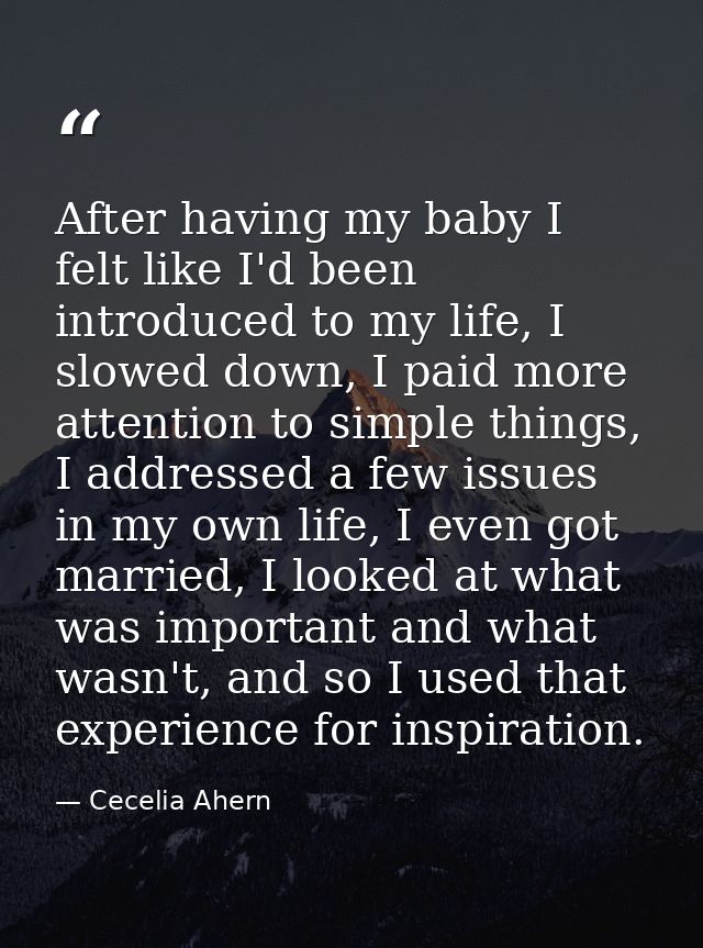 After having my baby I felt like I'd been introduced to my life, I slowed down, I paid more attention to simple things,  — Cecelia Ahern