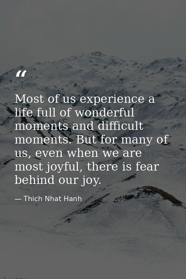 Most of us experience a life full of wonderful moments and difficult moments. But for many of us, even when we are most  — Thich Nhat Hanh