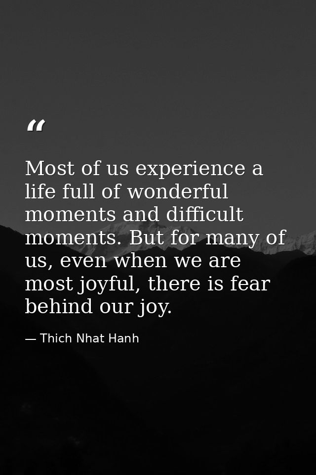 Most of us experience a life full of wonderful moments and difficult moments. But for many of us, even when we are most  — Thich Nhat Hanh