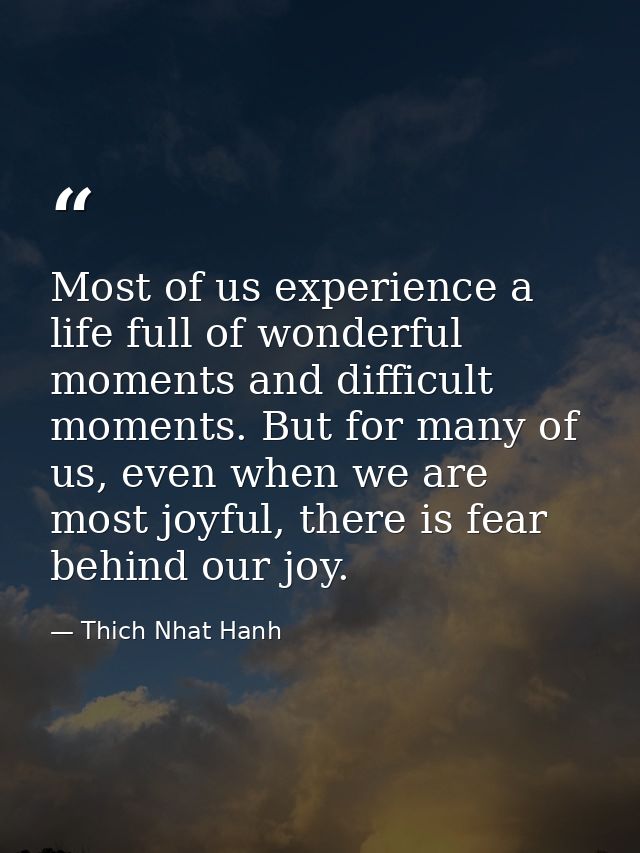 Most of us experience a life full of wonderful moments and difficult moments. But for many of us, even when we are most  — Thich Nhat Hanh