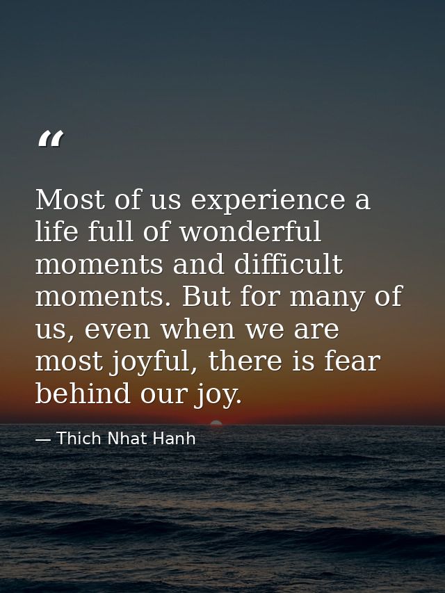 Most of us experience a life full of wonderful moments and difficult moments. But for many of us, even when we are most  — Thich Nhat Hanh