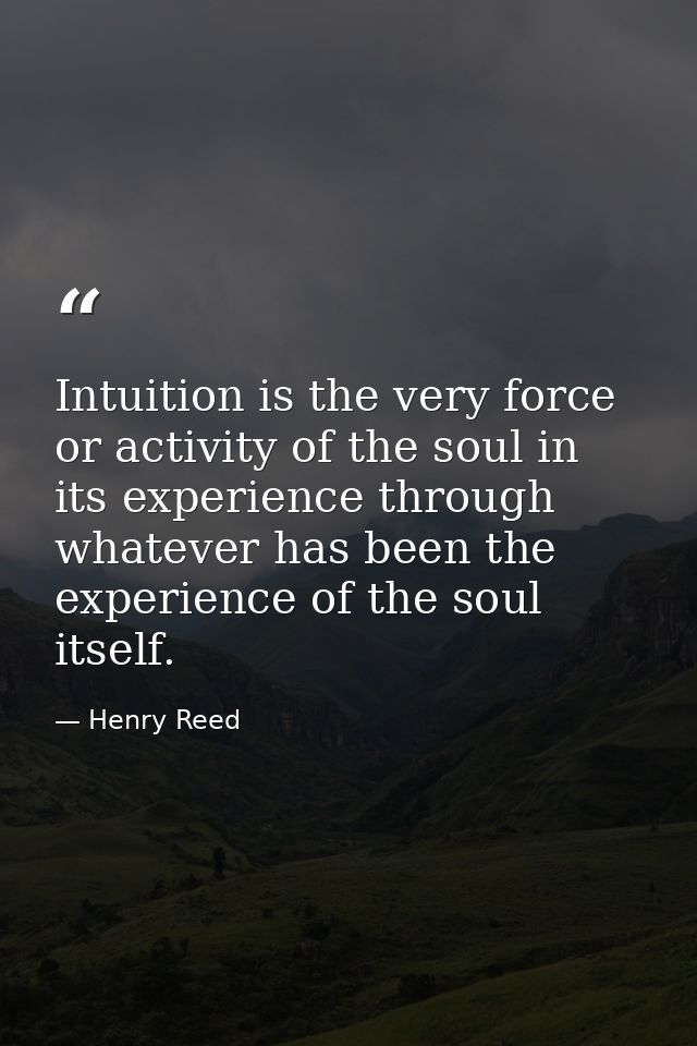 Intuition is the very force or activity of the soul in its experience through whatever has been the experience of the so — Henry Reed