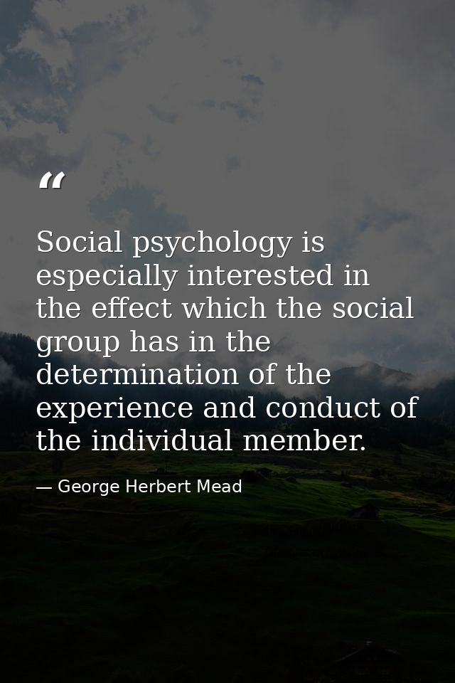 Social psychology is especially interested in the effect which the social group has in the determination of the experien — George Herbert Mead