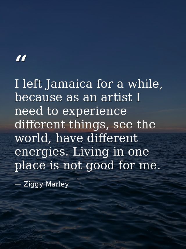 I left Jamaica for a while, because as an artist I need to experience different things, see the world, have different en — Ziggy Marley