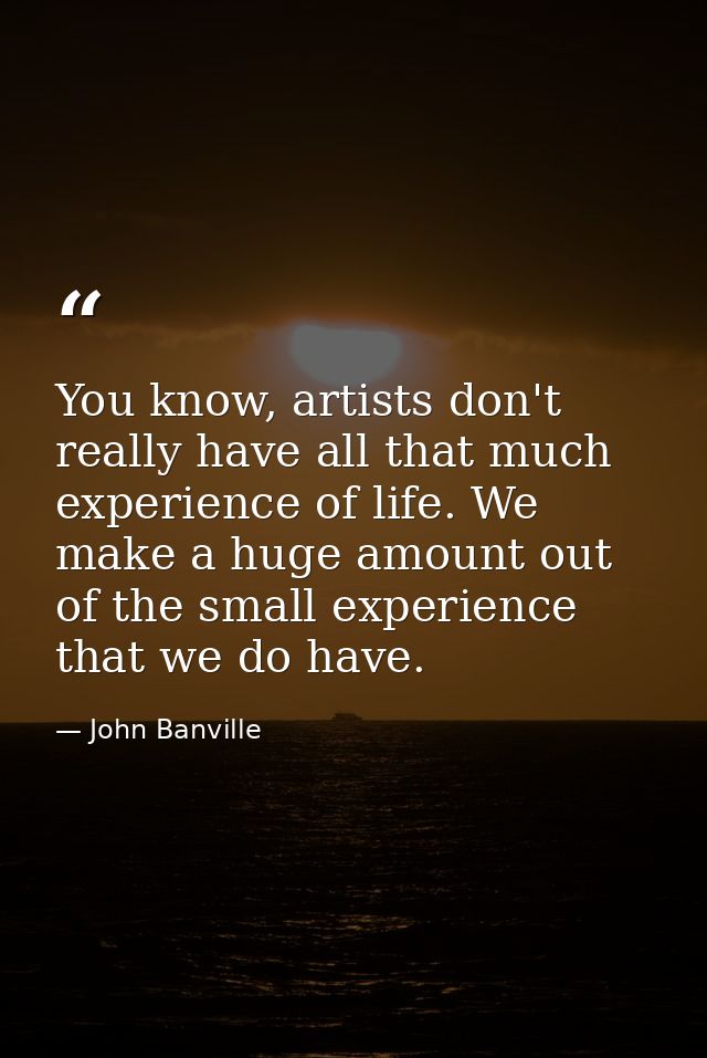 You know, artists don't really have all that much experience of life. We make a huge amount out of the small experience  — John Banville