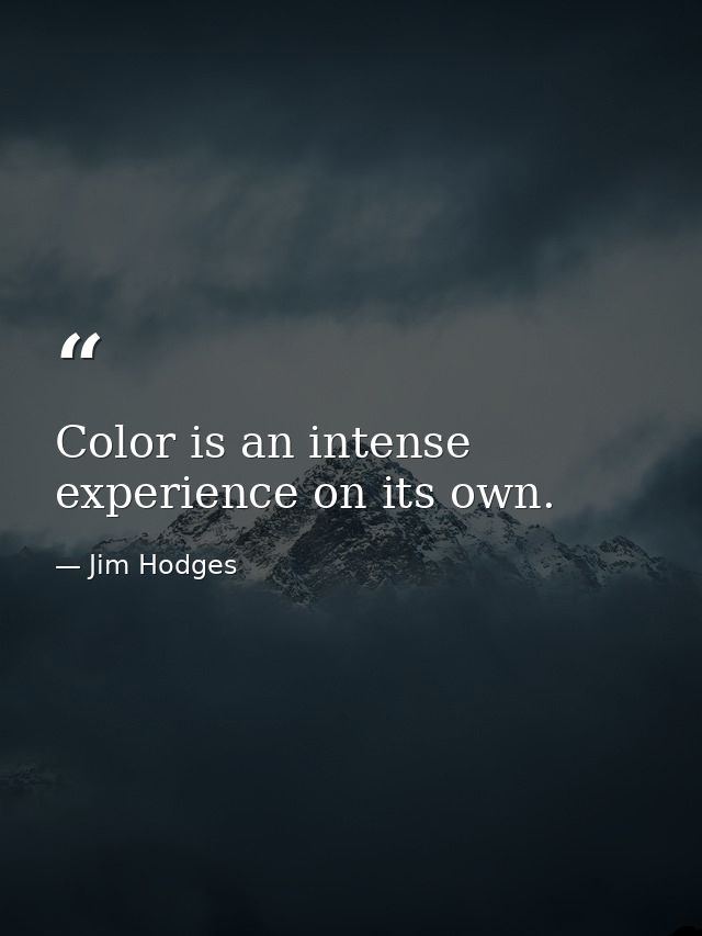 Color is an intense experience on its own. — Jim Hodges
