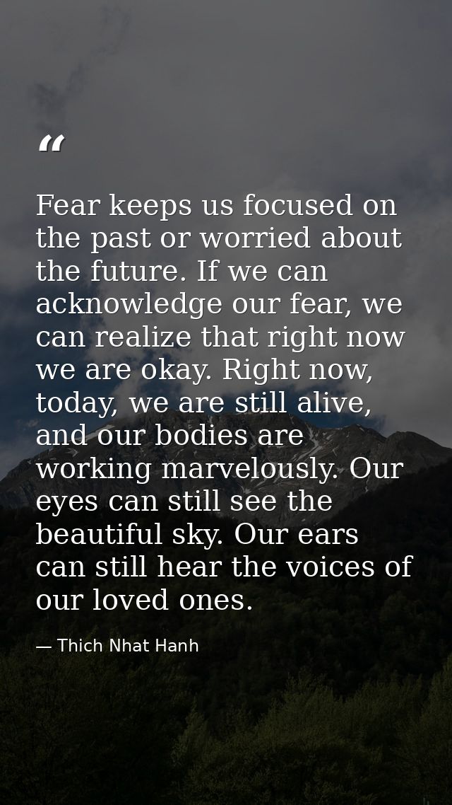 Fear keeps us focused on the past or worried about the future. If we can acknowledge our fear, we can realize that right — Thich Nhat Hanh